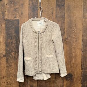 Anthropologie Angel Of The North Beige Long Sleeve Top small EUC